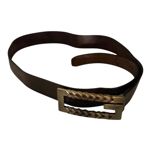 Vintage GUESS Y2K Brown leather belt with “G” Buckle 34" - photo 4