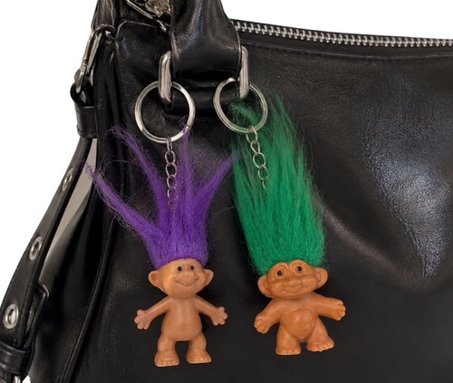 Vintage 90s Troll Doll Keychain Set Y2K Bag Charm Mini Trolls