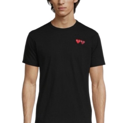 COMME DES GARÇONS PLAY Double Heart Patch T-Shirt Mens Size Medi