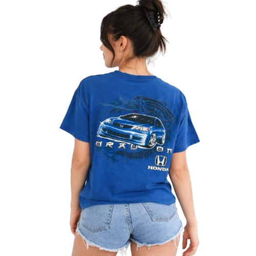 HONDA Rare Y2K Tshirt Honda Civic Print Blue Large Boys KJM