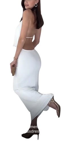 Zara Draped Halter Neck White Bridal Viral Dress Size Med - photo 3