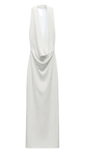 Zara Draped Halter Neck White Bridal Viral Dress Size Med - photo 5