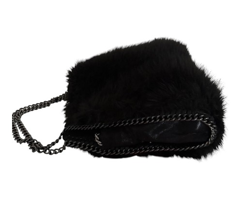 Browns Y2K Black Faux Fur Chain Purse Coquette Shoulder Bag - photo 3