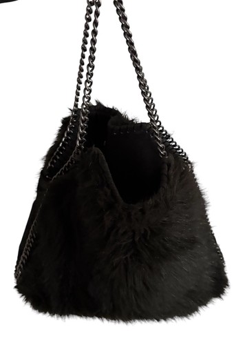 Browns Y2K Black Faux Fur Chain Purse Coquette Shoulder Bag - photo 4