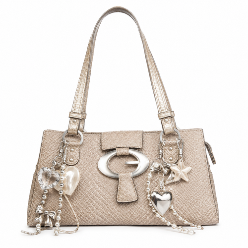Guess Vintage Y2K Monogram Croc Skin Shoulder Bag