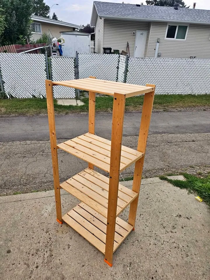 Solid 4-Tier Wood Shelf – Heavy Duty Garage or Indoor Storage