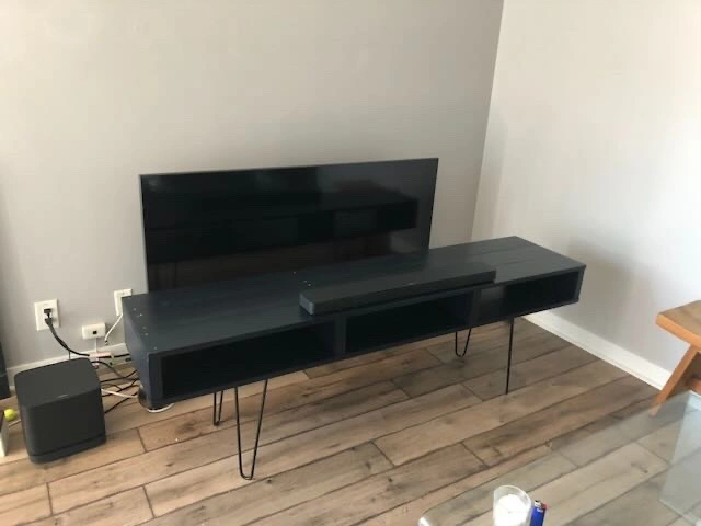 Matte Black 6ft TV Stand with Hairpin Legs