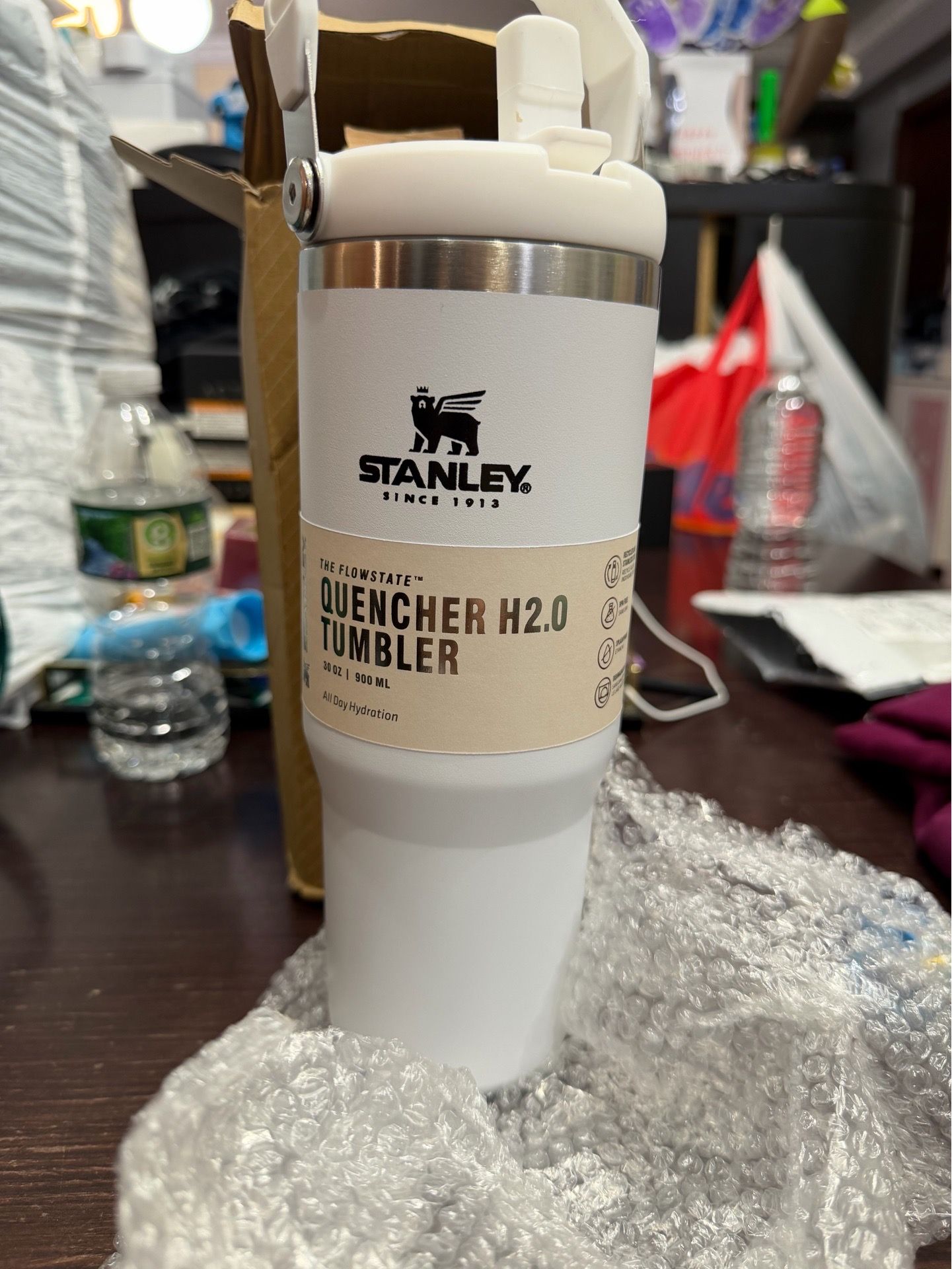 Stanley Quencher H2.0 30oz White Tumbler w/ Handle Straw, BPA-Fr