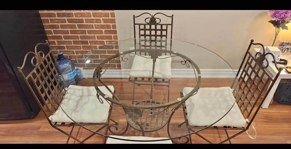 Glass Dining Table + 4 Chairs — Mint Condition
