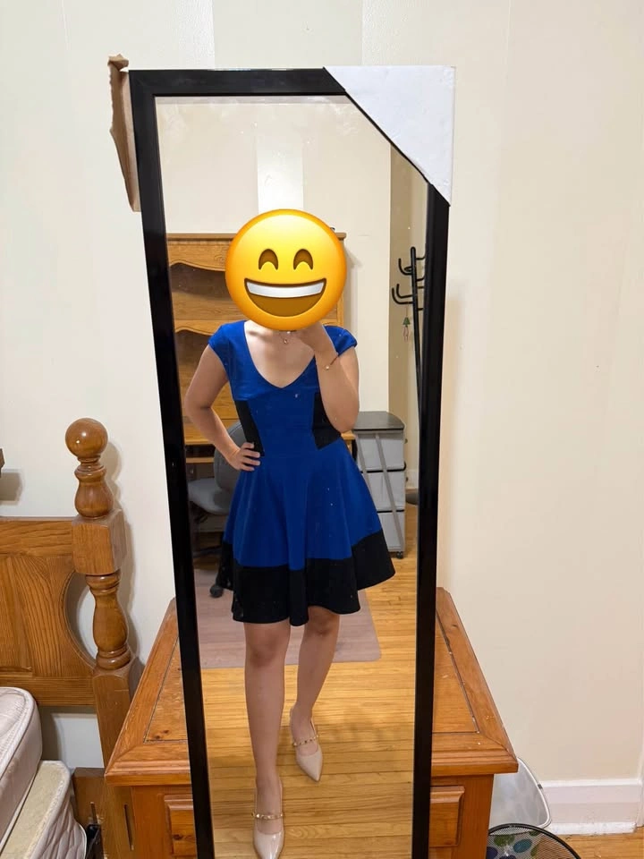 Guess, blue & black flare dress (Size: M) - photo 4