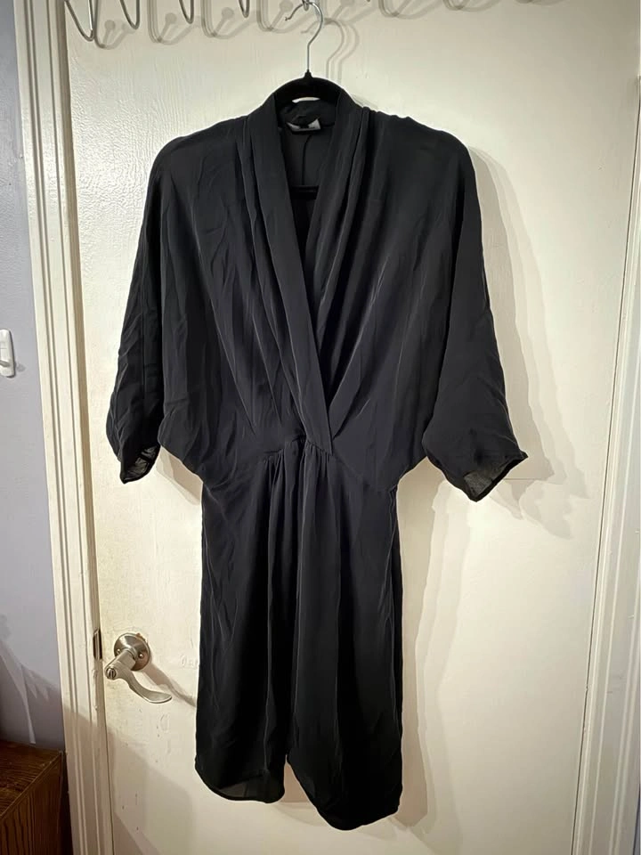 Aritzia Babaton 100% Silk Mini Dress Black Size L - photo 3