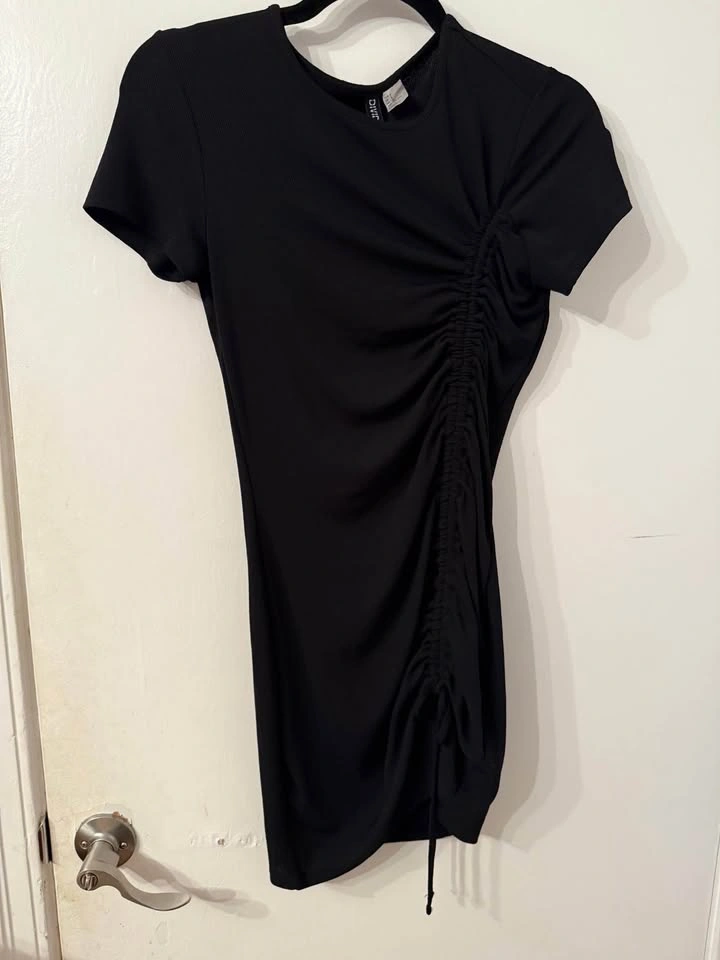 H&M Draped Bodycon Dress - Black (Size S) - photo 2
