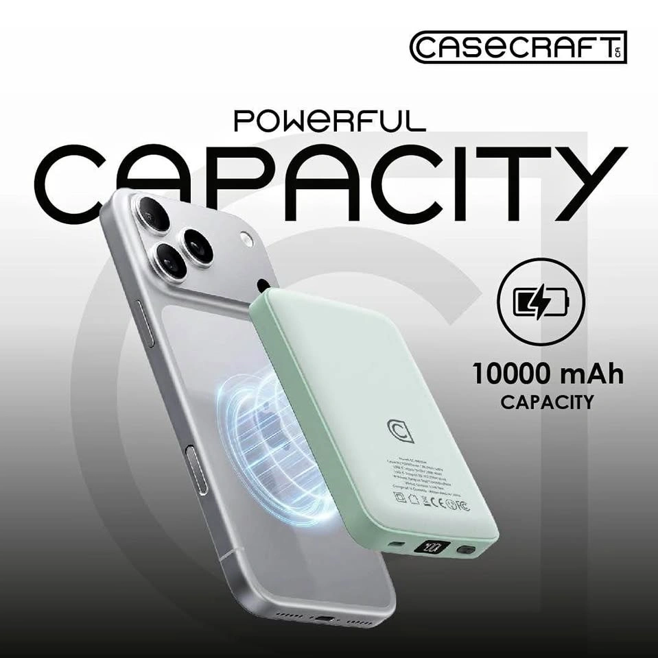 CASECRAFT Magnetic Power Bank – 10,000mAh Fast Charger