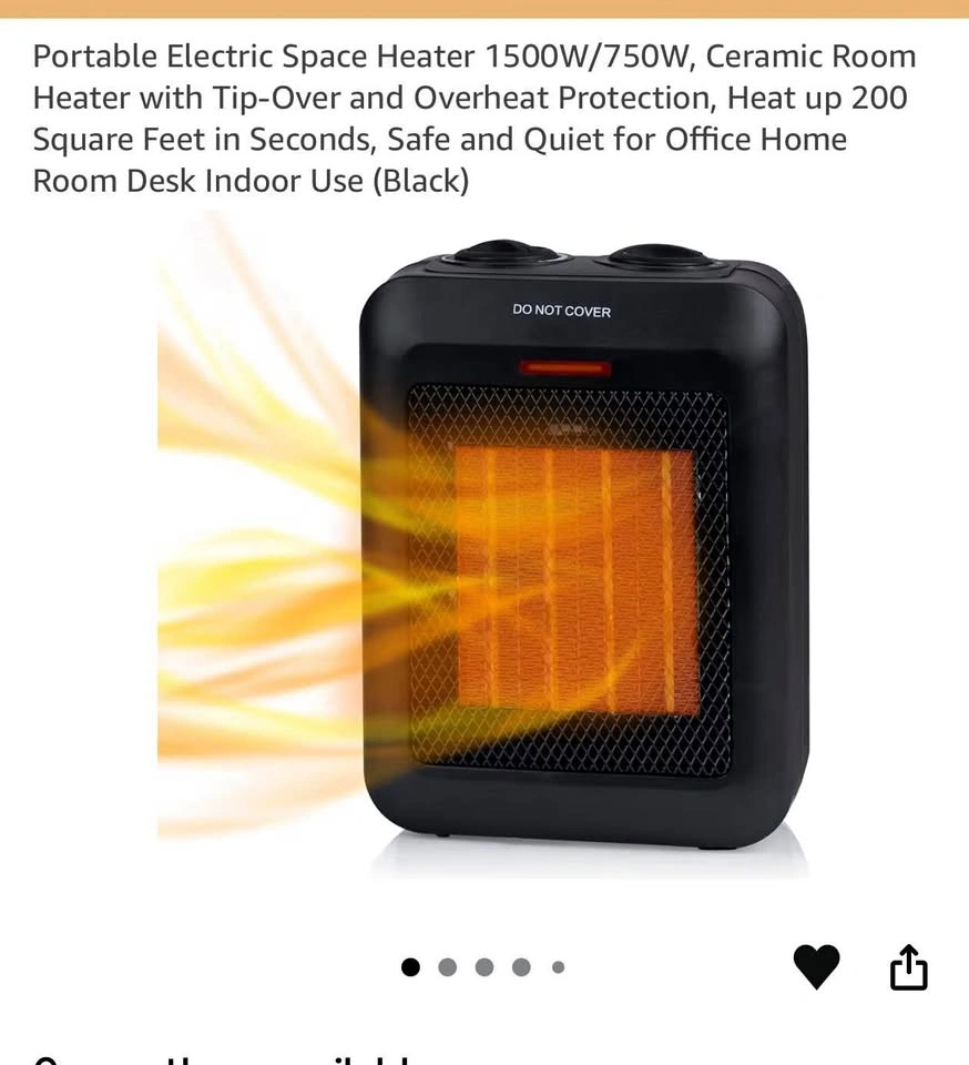 Portable electric space heater