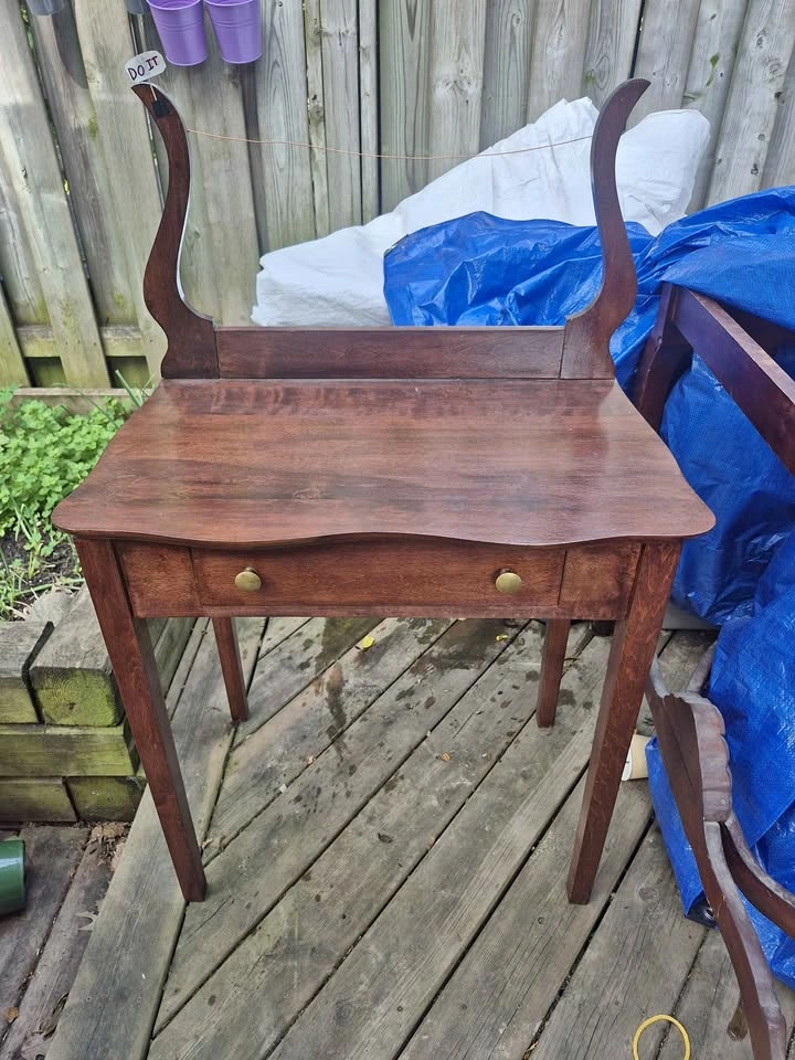 Vintage Wooden Harp Vanity Table