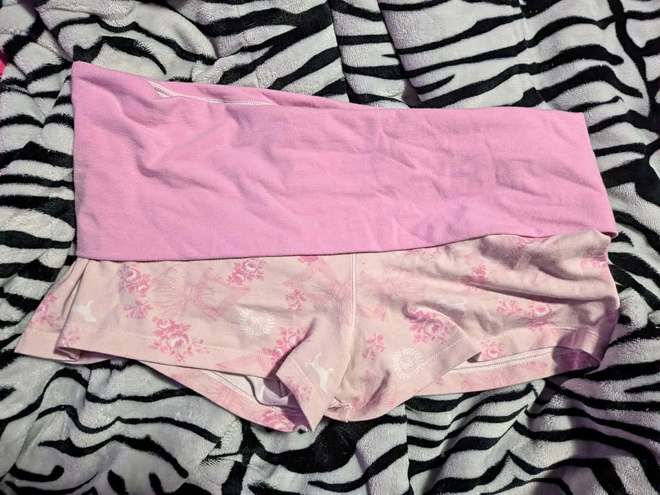 PINK foldover Love Shack fancy shorts