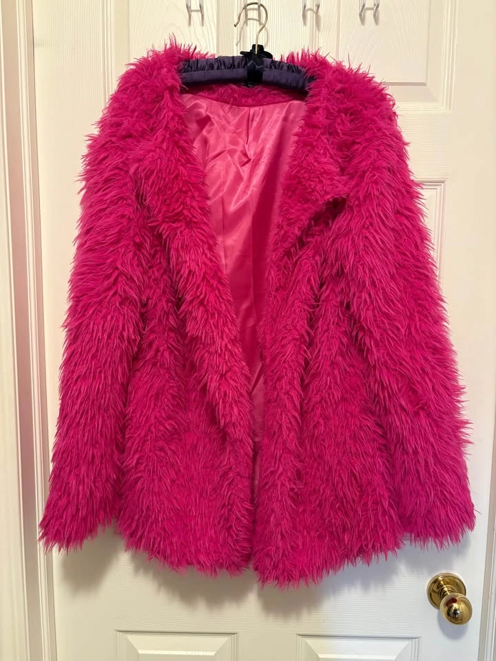 SHEIN Hot Pink Faux Fur Coat - fits S-XL - photo 2
