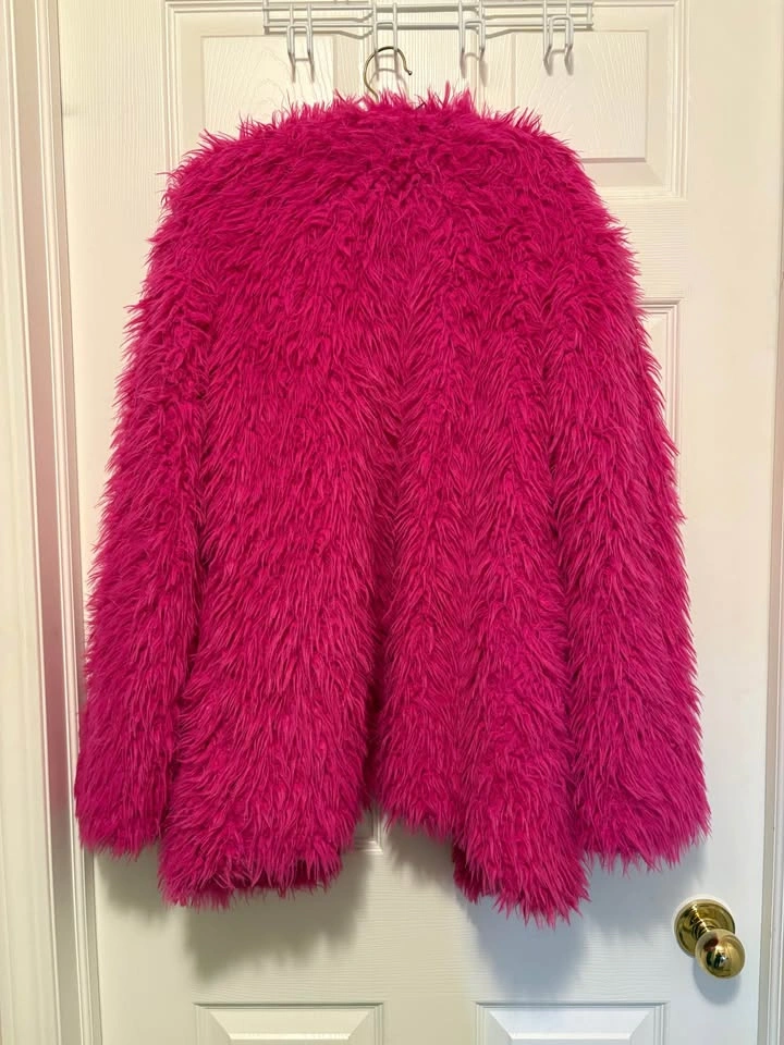 SHEIN Hot Pink Faux Fur Coat - fits S-XL - photo 4