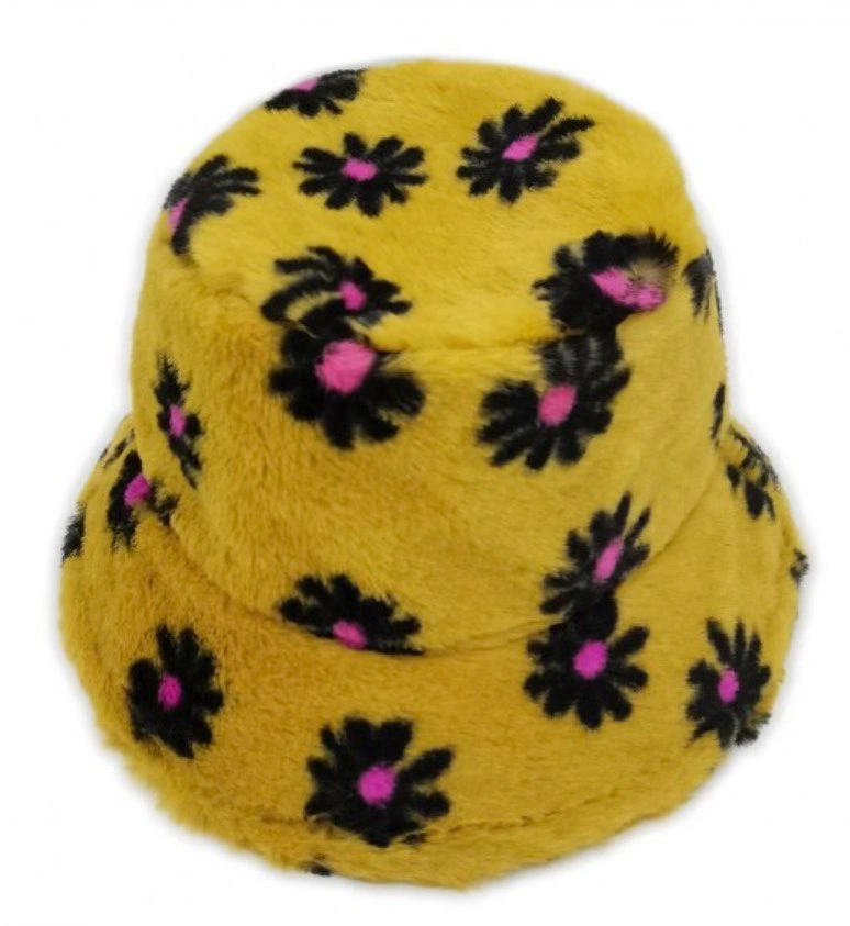 Yellow Fuzzy Faux Fur Daisy Bucket Hat NEW Martindale NE - photo 2