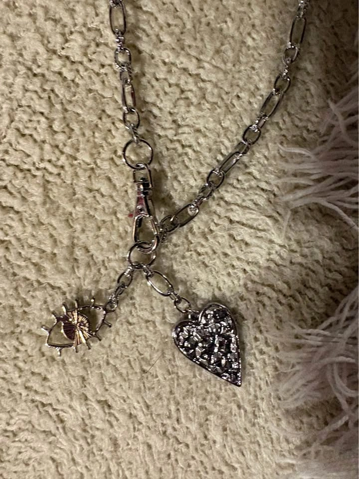 Mixed Metal Heart and Eye Charm Necklace - photo 4