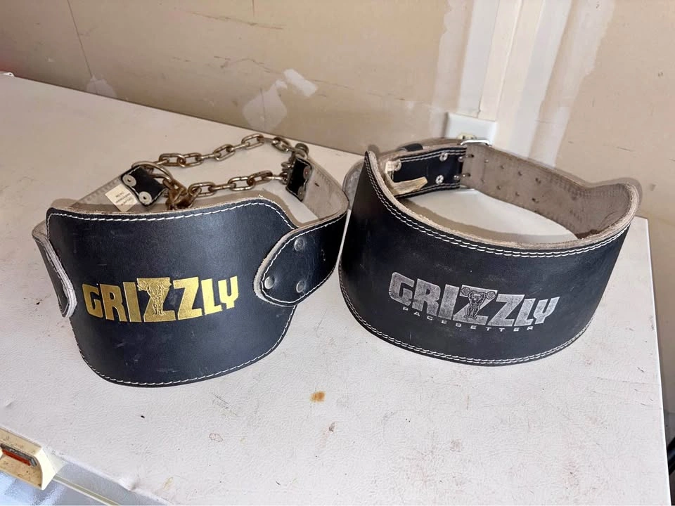 Grizzly weightlifting belt and dip belt with chain