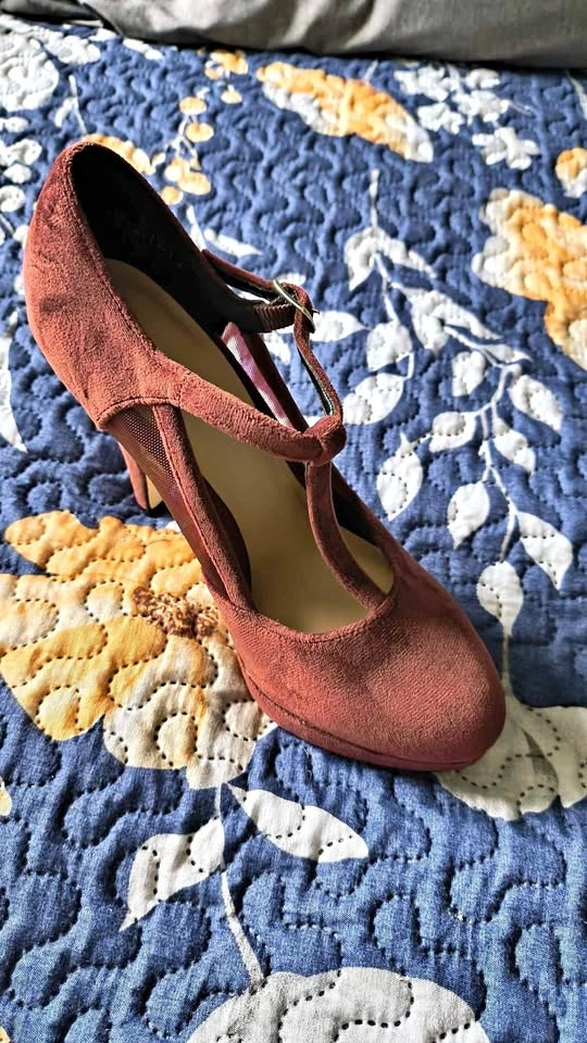 Call It Spring Burgundy T-Strap Heels