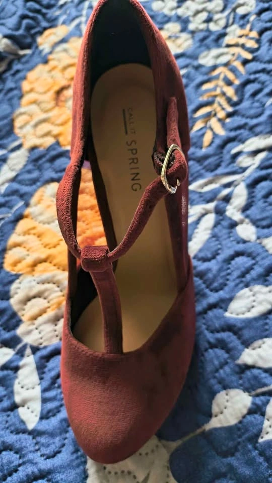 Call It Spring Burgundy T-Strap Heels - photo 2