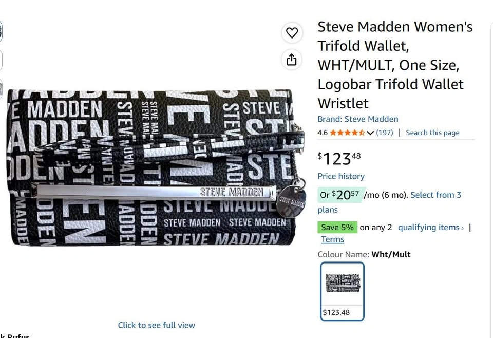 Steve Madden Black and White Trifold Wallet - photo 4
