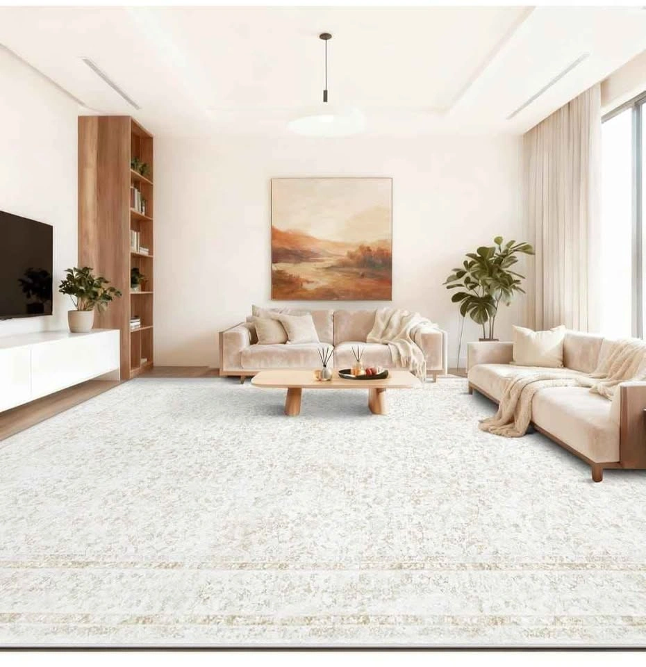 9'x12' Boho Living Room Rug - Low Pile Non-Slip Floral Beige - photo 2