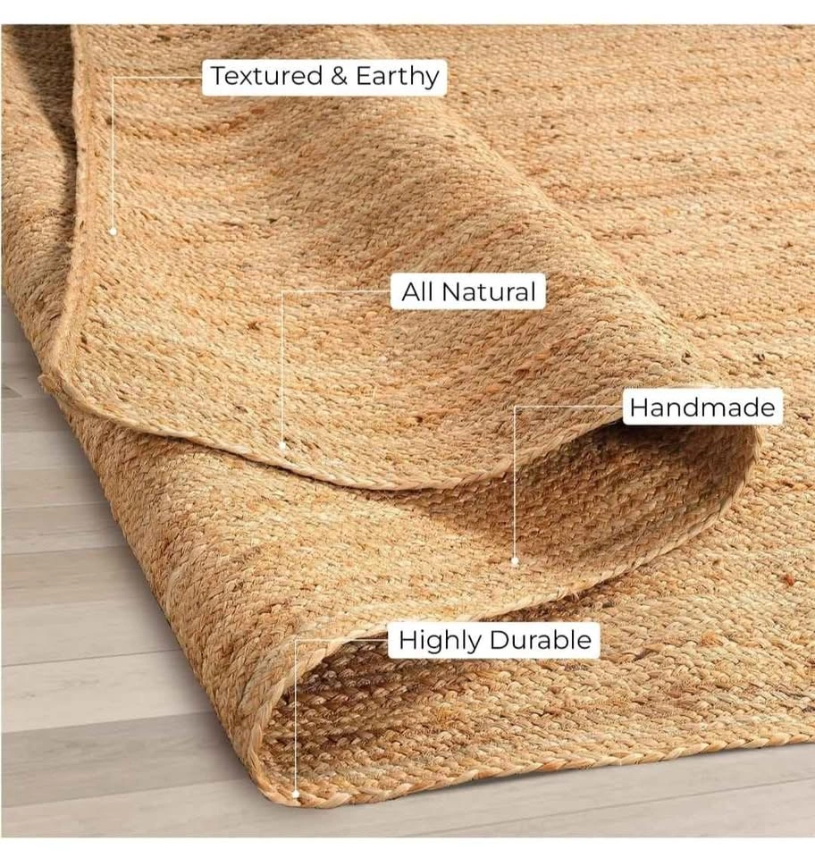 Brand new Jute Area Rug 8x10 Feet Natural Fiber Boho Braided - photo 3