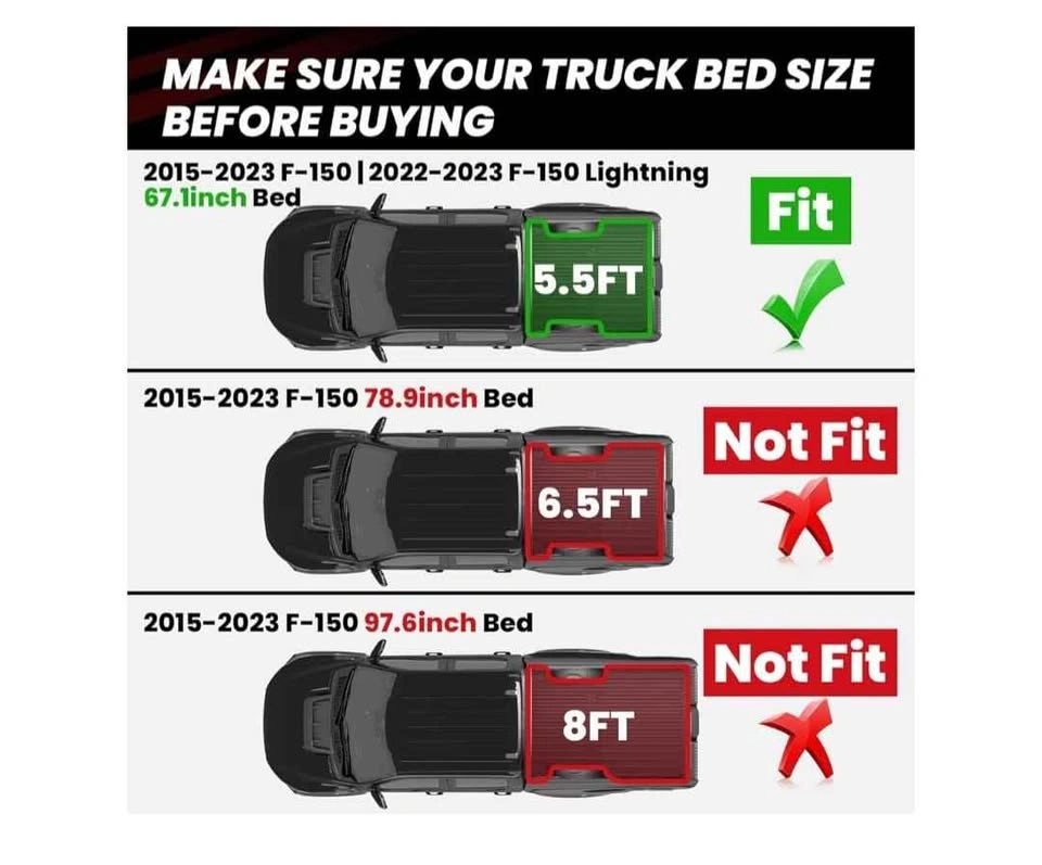 LASFIT 5.5FT Truck Bed Mat for Ford F-150 2015-2023 - photo 5