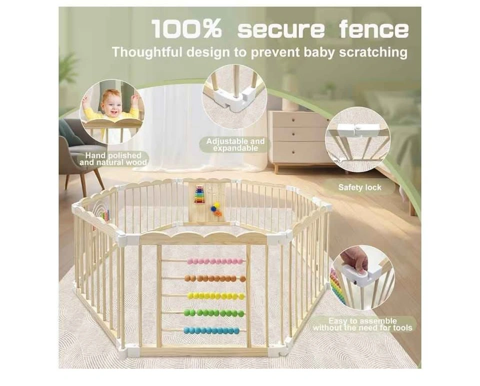 Brand new Baby Playpen, 60x60x24 Inch Adjustable Wooden - photo 2