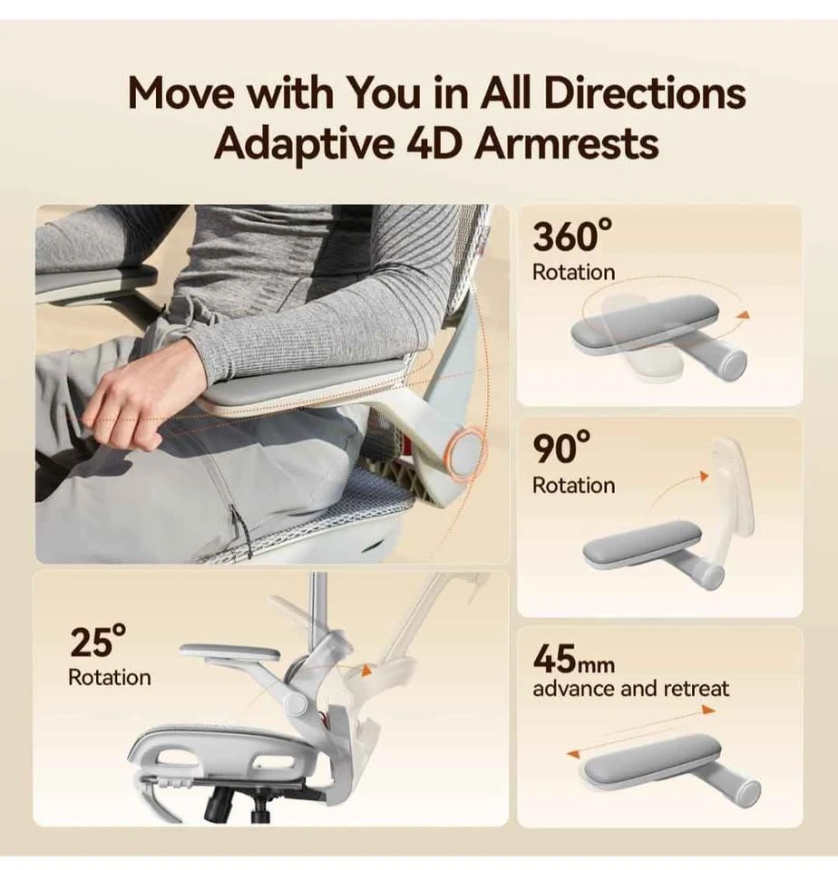 Ergonomic Office Chair with Lumbar Support and 4D Armrests - photo 4