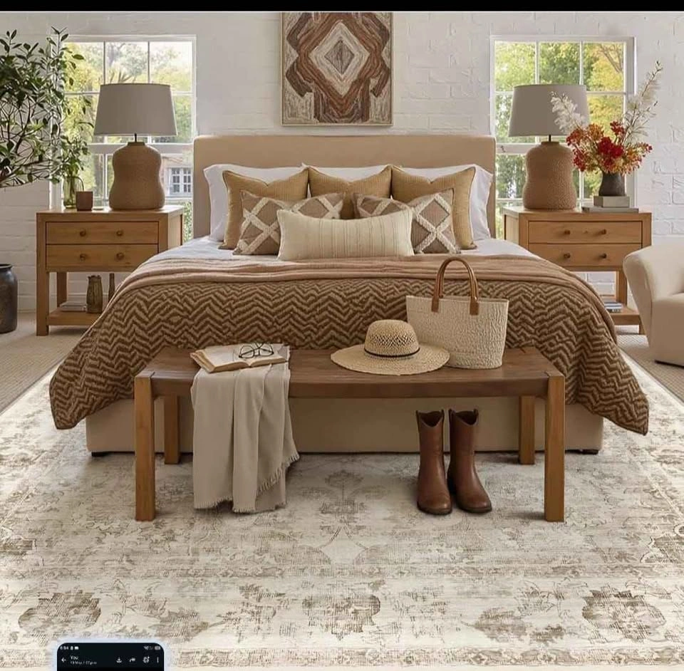 Brand New 8x10 Washable Neutral Beige Area Rug Vintage Floral - photo 3