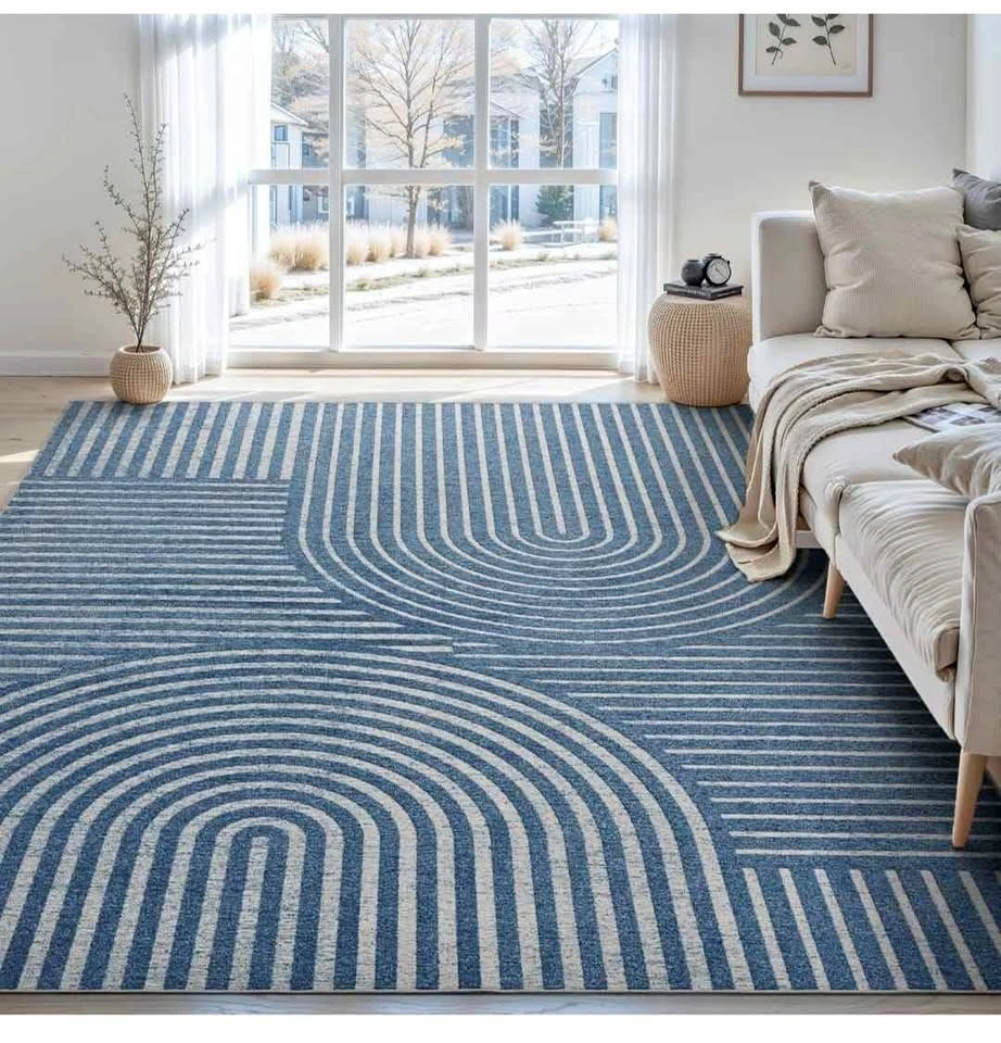 Brand New 8x10 Boho Area Rug - Blue Machine Washable & Non-Slip