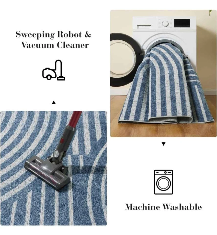 Brand New 8x10 Boho Area Rug - Blue Machine Washable & Non-Slip - photo 4
