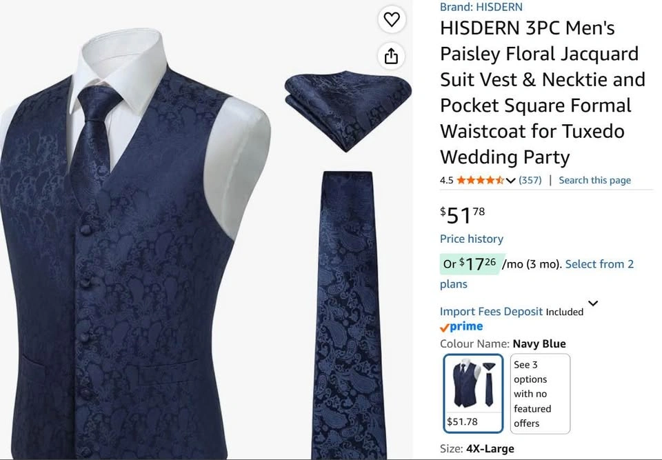 Navy Suit Vest, Necktie, and Pocket Square - photo 2