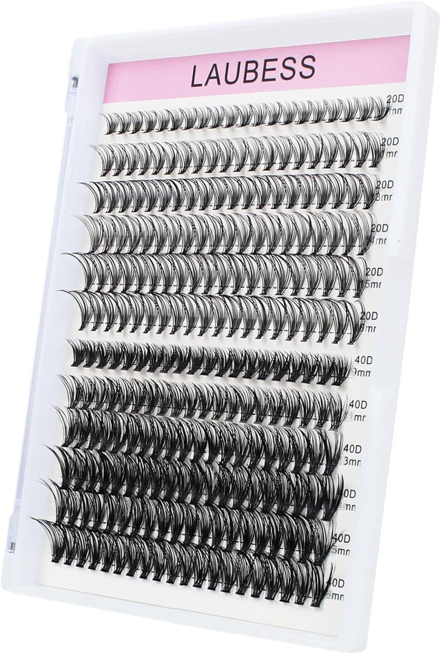 NEW LAUBESS Cluster Lashes 240pcs Mixed Tray Black