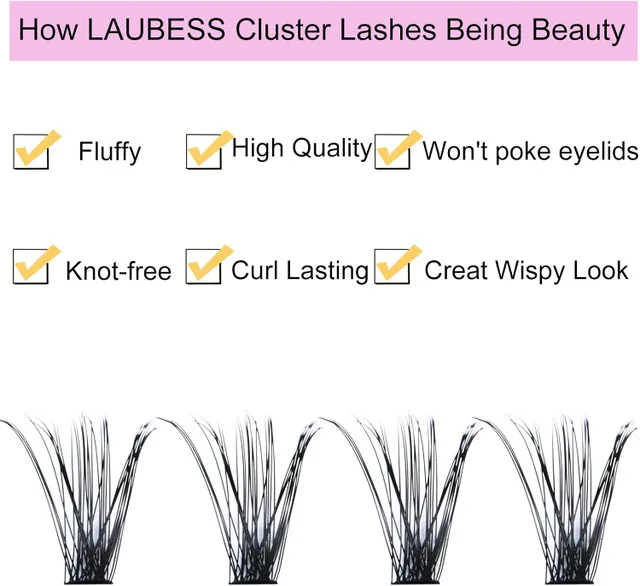 NEW LAUBESS Cluster Lashes 240pcs Mixed Tray Black image indicator(5)