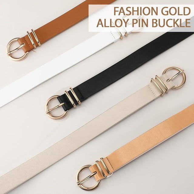 Women Skinny Metal & Eco Leather Belt Beige/Brown - photo 3