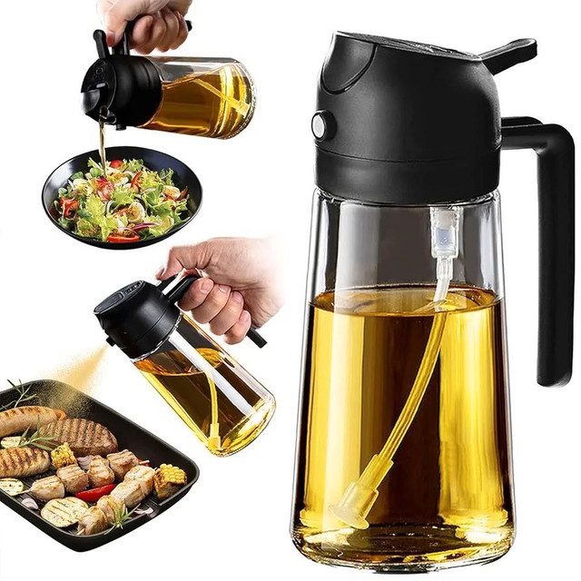 2-in-1 Oil Dispenser & Sprayer – 470ml Olive Oil Spray