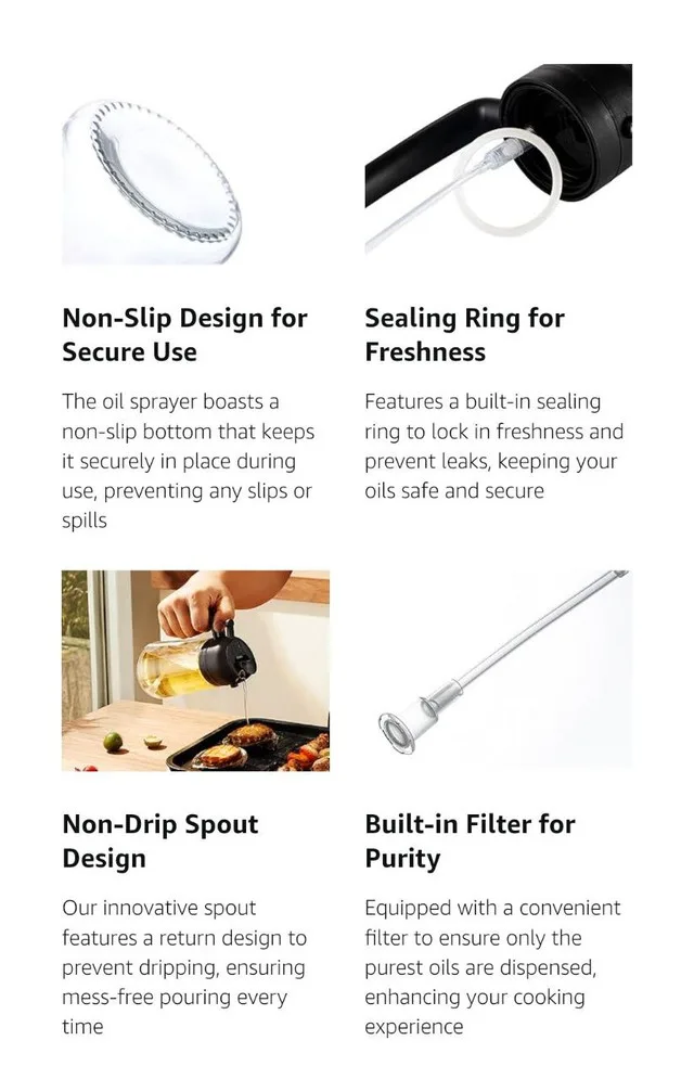 2-in-1 Oil Dispenser & Sprayer – 470ml Olive Oil Spray image indicator(5)