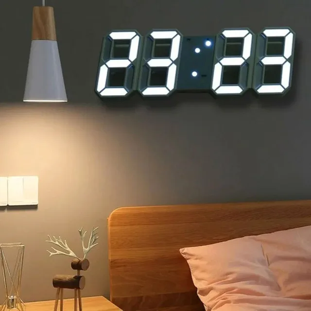 NEW Digital Alarm Clock, 3D Modern LED Wall Clock 24/12 thumbnail