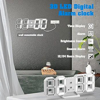 NEW Digital Alarm Clock, 3D Modern LED Wall Clock 24/12 - photo 5