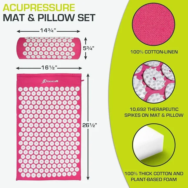 Acupressure Mat and Pillow Set Back Neck Pain Relief thumbnail