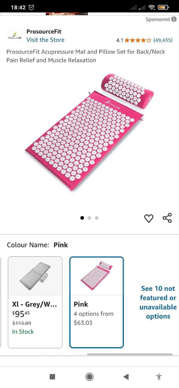 Acupressure Mat and Pillow Set Back Neck Pain Relief image indicator(2)