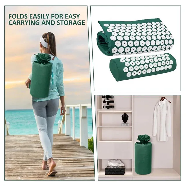 Acupressure Mat and Pillow Set Back Neck Pain Relief image indicator(8)