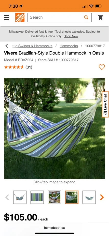 Vivere Brazilian Style Double Hammock – Oasis – 12 ft – Like New - photo 2