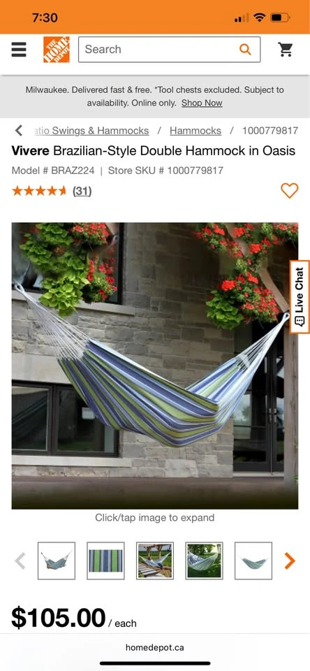 Vivere Brazilian Style Double Hammock – Oasis – 12 ft – Like New - photo 3