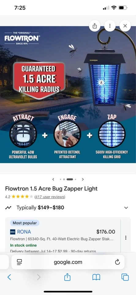 Flowtron 40-Watt Electric Bug Zapper Stake Light - Like New - photo 4
